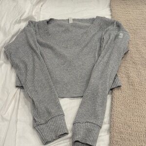 ALO Yoga Gray Ribbed Cardigan